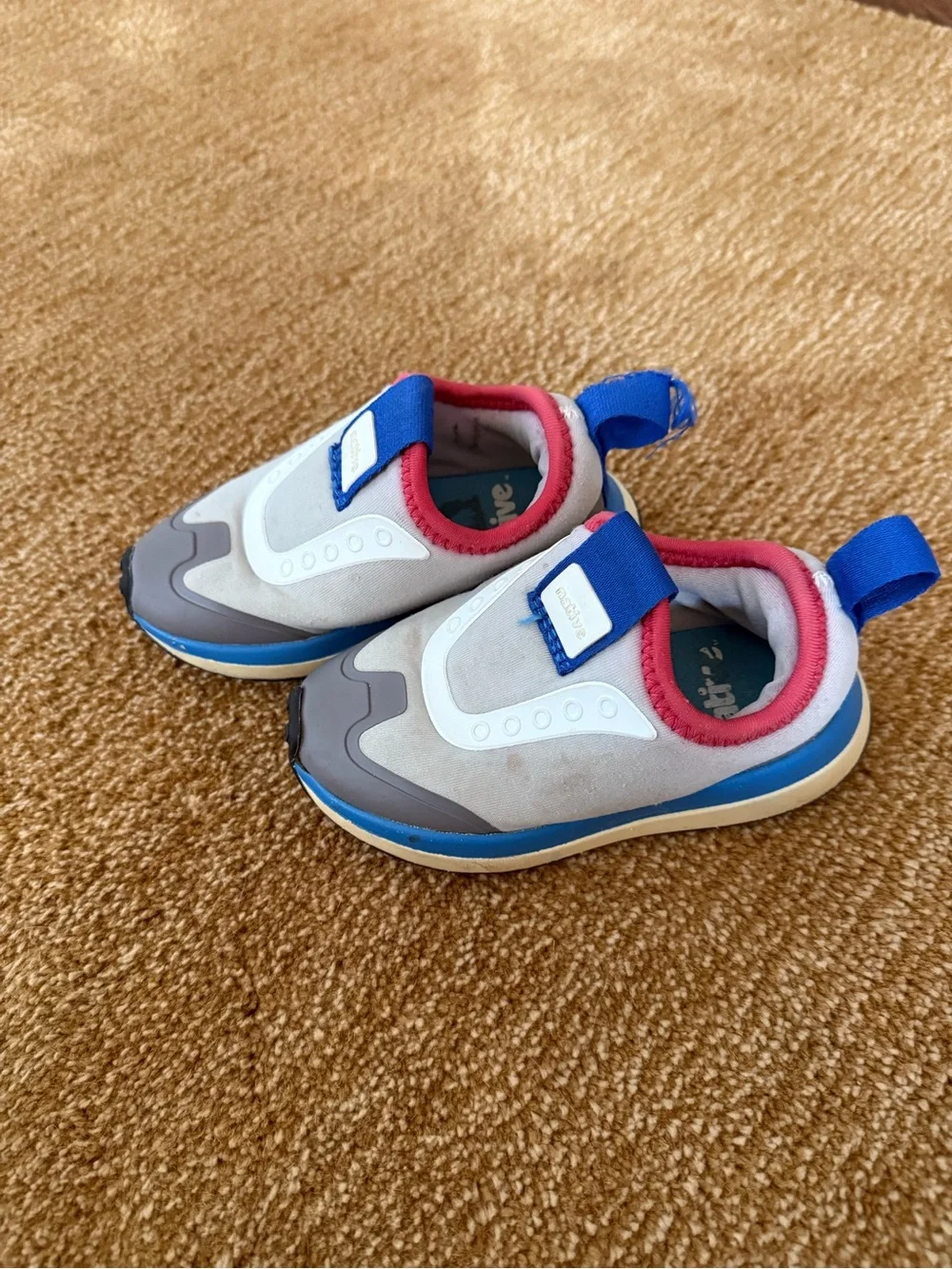 Native Kids Slip-On Sneakers in Blue, Gray and red